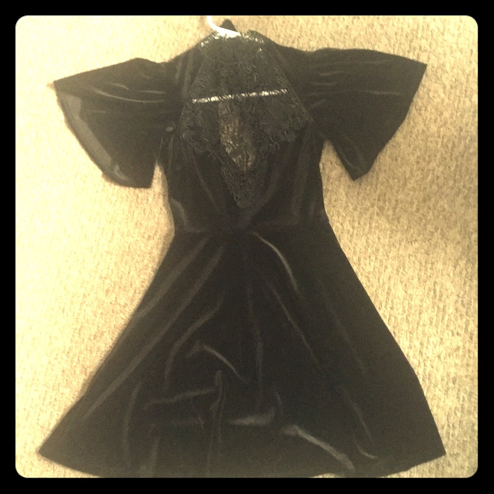 Nasty gal velvet and lace black dress
